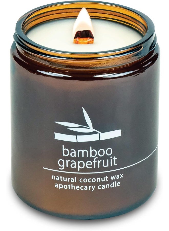 Hemlock Park Crackling Wood Wick Candle Handcrafted with Natural Coconut Wax (Standard 8 oz, Bamboo Grapefruit) - Image 1
